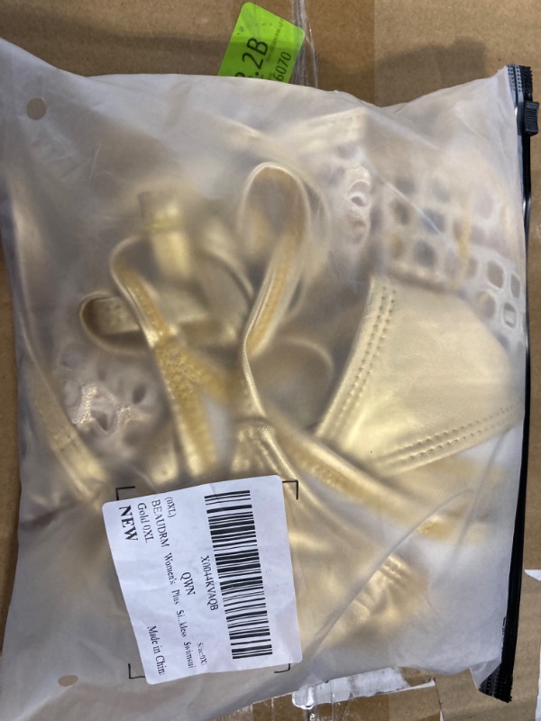 Photo 1 of ***USED***
BEAUDRM Women's Plus Size 3 Piece Solid Halter Bikini Triangle Set with Beach Cover Up Top Backless Swimsuit Gold 0XL