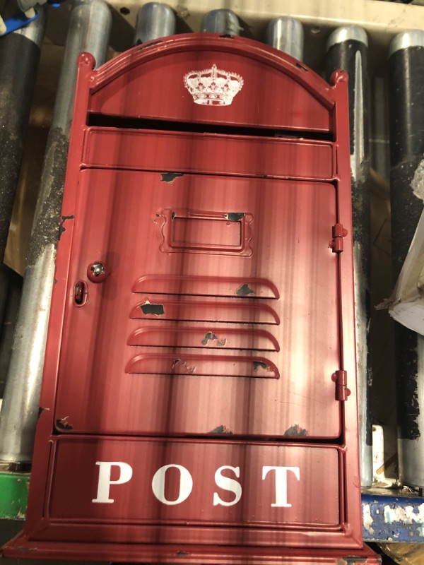 Photo 2 of ***DAMAGE ON THE BOX*** Funerom Vintage Wall Mounted Post Box Metal Mailbox 9 x 5.5 x 14.6 Inches, Rustic Red