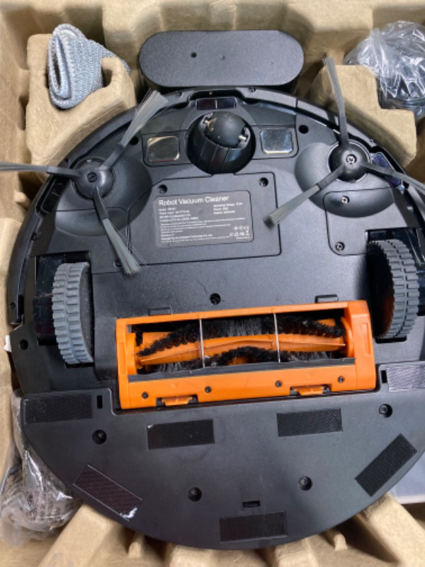 Photo 1 of ***Used, but in fair condition and functional*** Robot Vacuum and Mop Combo, 3 in 1 Mopping Robotic Vacuum with Schedule, App/Bluetooth/Alexa, 1600Pa Max Suction, Self-Charging Robot Vacuum Cleaner, Slim, Ideal for Hard Floor, Pet Hair, Carpet