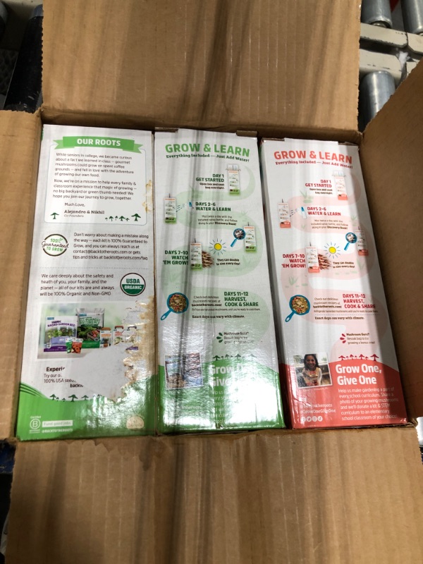 Photo 1 of Back to the Roots Organic Mushroom Grow Kit 3-Pack: Oyster, Oyster & Pink-Harvest Gourmet Mushroom in Just 10 Days