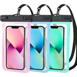 Photo 1 of ***AS IS / NO RETURNS -  FINAL SALE**
 Waterproof Cell Phone Pouch : 3 Pack Underwater Dry Bag Case Lanyard - Water Proof Clear Holder Protector for iPhone 15 14 13 Pro Max Plus Samsung Galaxy S23 S22 Ultra Note for Beach Swimming