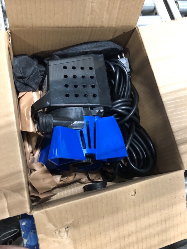 Photo 3 of ***test, does power on, unable to submerge*** DECOKTOOL 3200GPH Pond Pump, 200W Submersible Water Pump with 33FT Power Cord & Barrier Bag, 2 Hose Adapters, 20FT. Lift Height for Garden Ponds, Fountains, Waterfalls, Water Circulation (Blue)