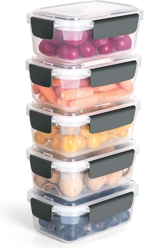 Photo 1 of ***Stock photo is a similar item*** 3 cup Plastic Food Storage Containers with Lids Nestable Freezer Dishwasher Safe Rectangle Container Set,5-Pack