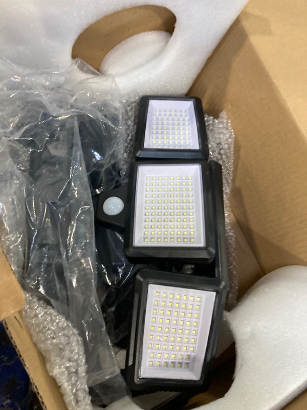 Photo 3 of  Solar Outdoor Lights 2500LM 210 LED Security Lights with Remote Control,3 Heads Motion Sensor Lights, IP65 Waterproof,270° Wide Angle Flood Wall Lights with 3 Modes(2 Packs)