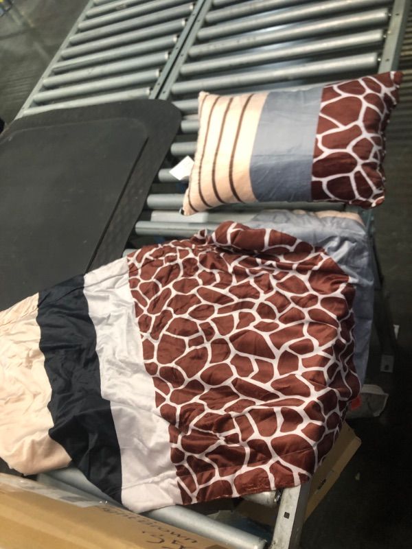 Photo 4 of 7 Piece Queen Size Safari Bedding - Animal Print Zebra, Giraffe Comforter Set - Bedding in Brown, Beige, Black, White and Grey. Perfect for any Bed Room or Guest Room
