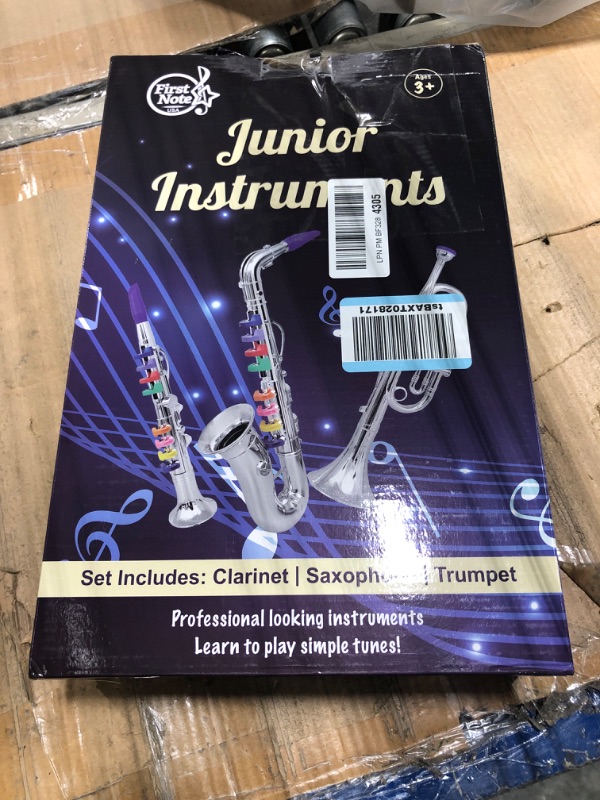 Photo 2 of ****USED** Set of 3 Kids Musical Instruments Toy Clarinet, Toy Saxophone and Toy Trumpet, 3 Wind and Brass Musical Instruments Combo with Over 10 Color Keys Coded Teaching Songs for Toddlers