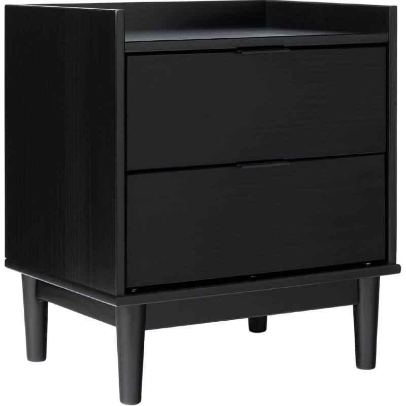 Photo 1 of  ***STOCK PHOTO SIMILAR ITEM***Lee 20" Solid Wood 2 Drawer Nightstand w/ Gallery in Black Finish by Walker Edison ***STOCK PHOTO SIMILAR ITEM***
