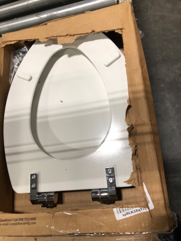 Photo 3 of **** MISSING HARDWARE***MAYFAIR 1826CHSL 000 Benton Toilet Seat with Chrome Hinges will Slow Close and Never Come Loose