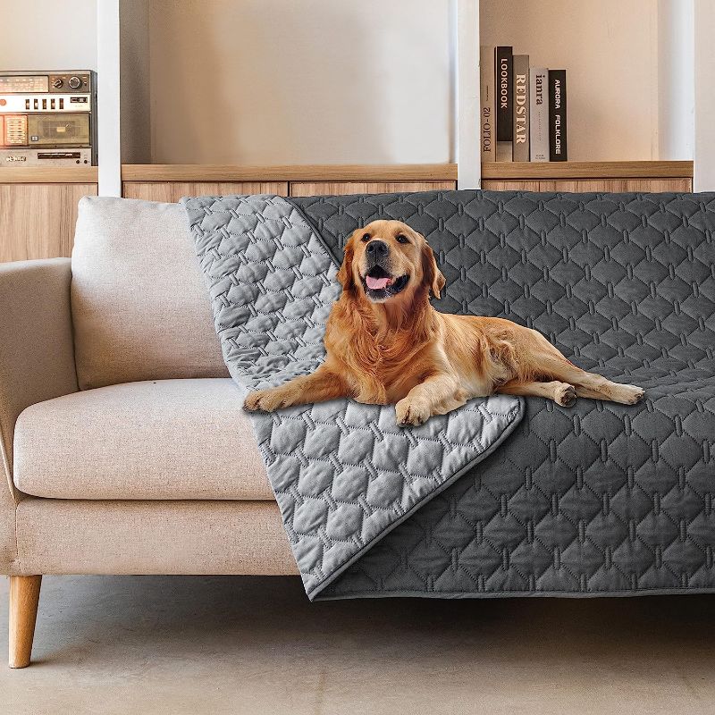 Photo 1 of 100% Double-Sided Waterproof Dog Bed Cover Pet Blanket Sofa Couch Furniture Protector for Puppy Large Dog Cat, Reversible (52x82 Inch (Pack of 1), Dark Grey/Light Grey)