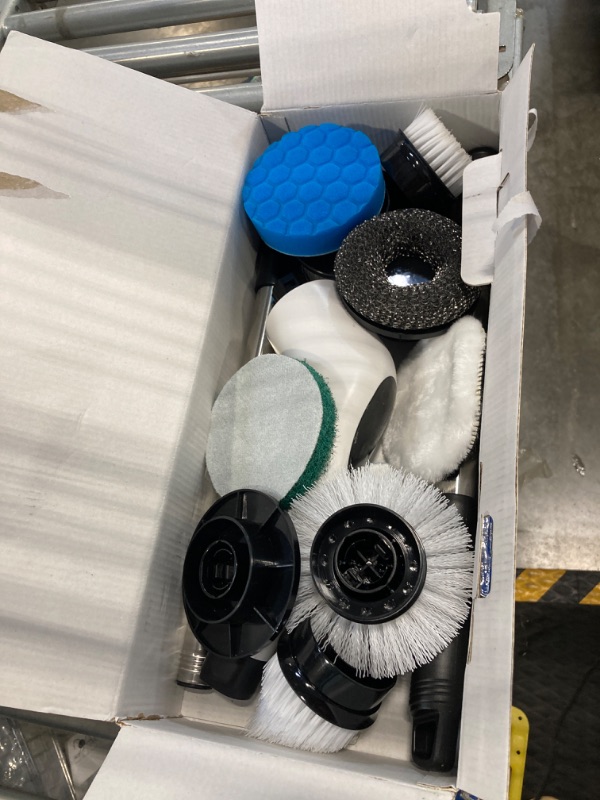 Photo 1 of ****USED**FOR PARTS ONLY***AS IS ALLS SALES ARE FINAL***NO RETURNS*** Electric Spin Scrubber, Cordless Voice Guidance Shower Scrubber with 9 Replaceable Heads, 3 Speeds LED Display Shower Cleaner Brush, Bathroom Scrubber with Adjustable & Detachable Long 