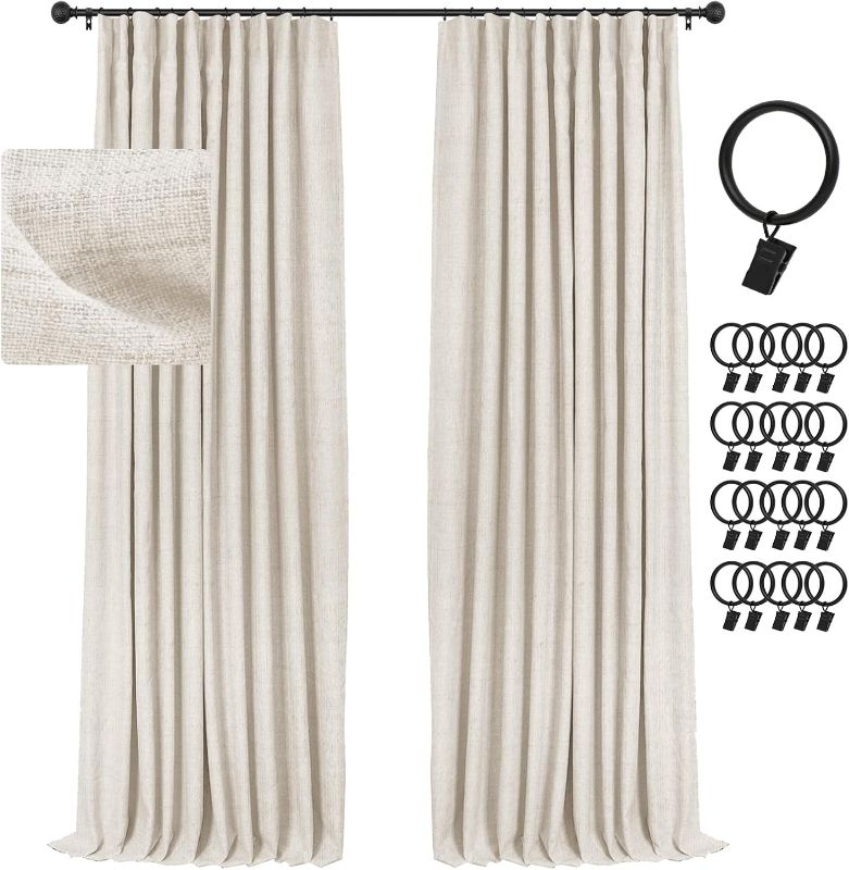 Photo 1 of ****USED** INOVADAY Cream Blackout Curtains 102 Inches Long, 100% Full Light Blocking Thermal Insulated Room Darkening Curtains & Drapes for Bedroom Living Room + 20 Curtain Ring Clips - Cream, W50'' x L102''