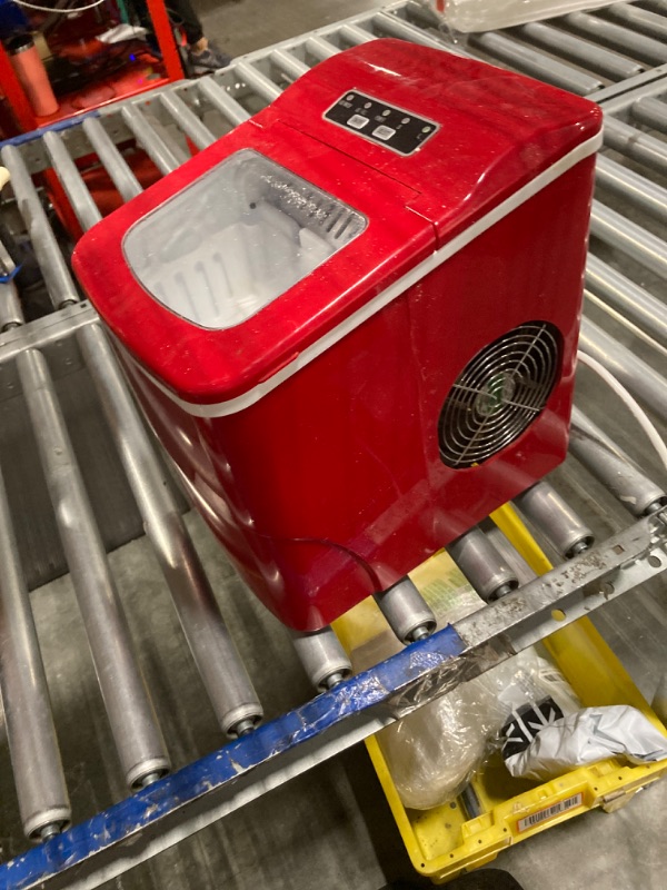 Photo 3 of ***USED*** AGLUCKY Ice Makers Countertop with Self-Cleaning, 26.5lbs/24hrs, 9 Cubes Ready in 6~8Mins, Portable Ice Machine with 2 Sizes Bullet Ice/Ice Scoop/Basket for Home/Kitchen/Office/Bar/Party, Red 26lbs/Day Red 1