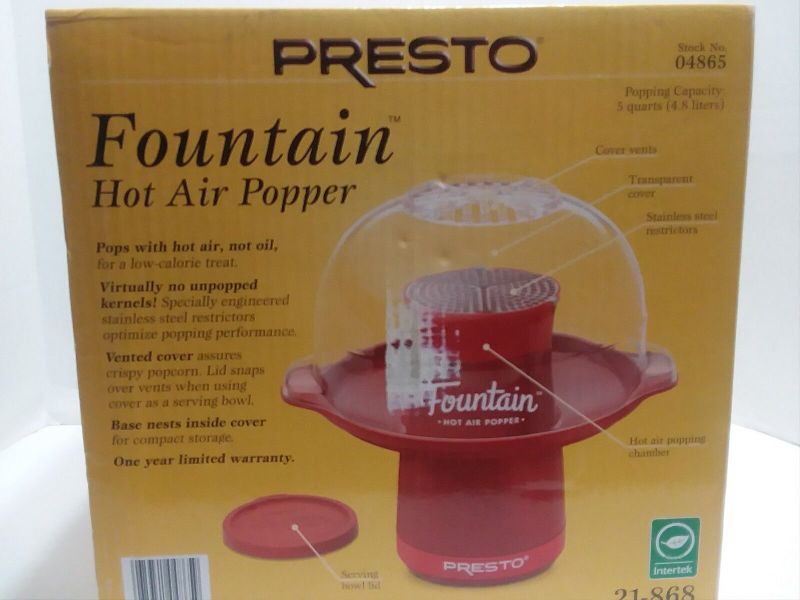 Photo 1 of 
Presto 04868 Fountain Hot Air Popcorn Popper - Red