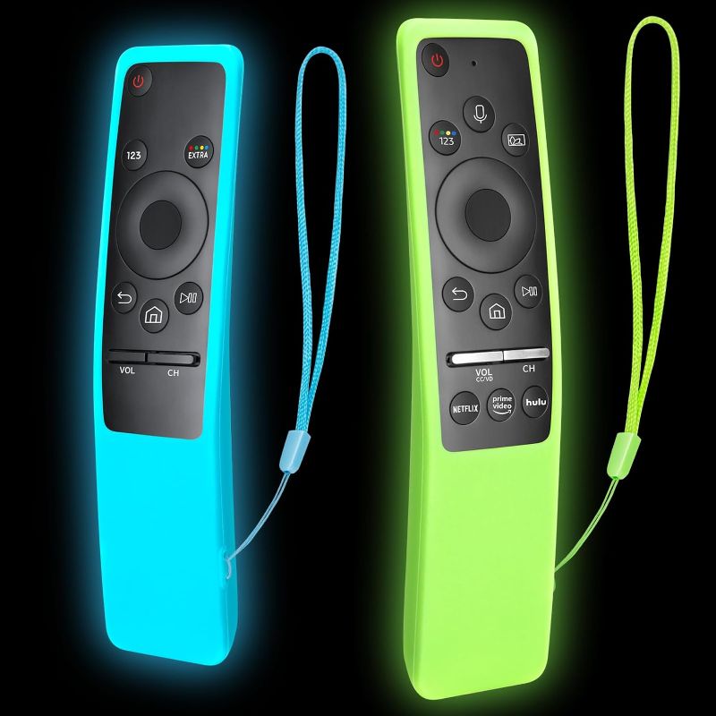 Photo 1 of (2 Pack) Cover for Samsung Remote Silicone Protective Case Compatible with Samsung TV Remote Control Cover BN59 Series Glow in The Dark Remote Skin Sleeve (with a remote)