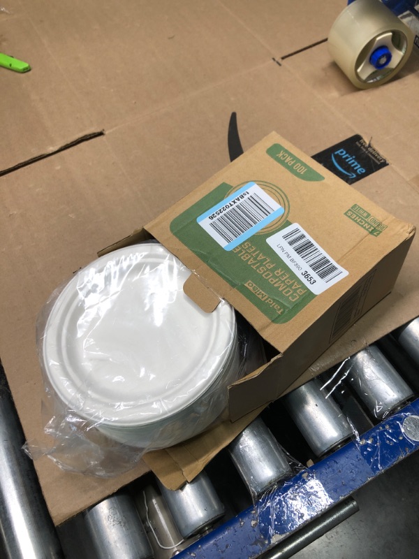 Photo 3 of ***USED*** White Paper Plates, 7 Inch Paper Plates, 100 Pack Paper Plates Disposable Plates – 100% Compostable Plates, Water & Oil Proof Small Paper Plates, Microwavable Dessert Plates