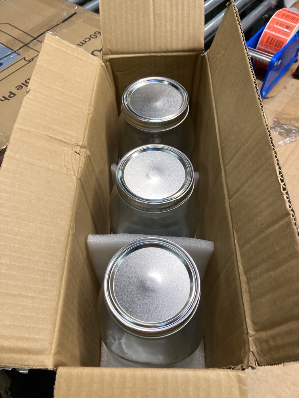 Photo 2 of [3 Count 64 oz. Wide-Mouth Glass Mason Jars with Metal Airtight Lids and Bands 2 Quart Large For Preserving, & Meal Prep