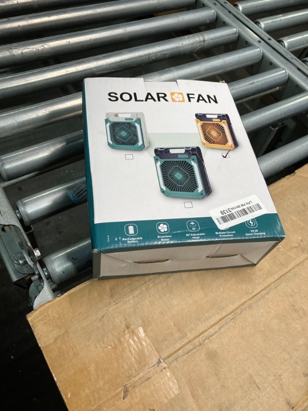 Photo 2 of ****NO RETURNS FINAL SALES***
20000mAh Solar Battery Operated Fan for Camping, 3 Speeds Folding Timable Rechargeable Desk Fan with LED & SOS Strobe Light, Hangable USB Charger Port Camping Fan Power Bank for Home Office Travel Orange 20000mAh