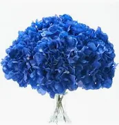 Photo 1 of ****NO RETURNS FINAL SALES***
 12pcs Artificial Silk Hydrangea Flowers Heads with Stems in Bulk Fake Flowers for Wedding Bouquet Centerpieces Arch Home Decoration (Dark BLUE)