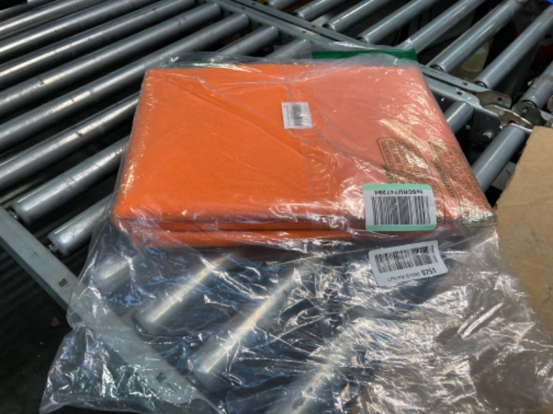 Photo 1 of ***AS IS / NO RETURNS -  FINAL SALE***
Orange Carpet Runner for Party, 2.6X15 ft, 130 GSM Felt with 5 Types of 40pcs Halloween Element Decorations & Double-Sided Tape, Costume Party Decos, Orange Runway Rug for Prom Orange 2.6X15 ft