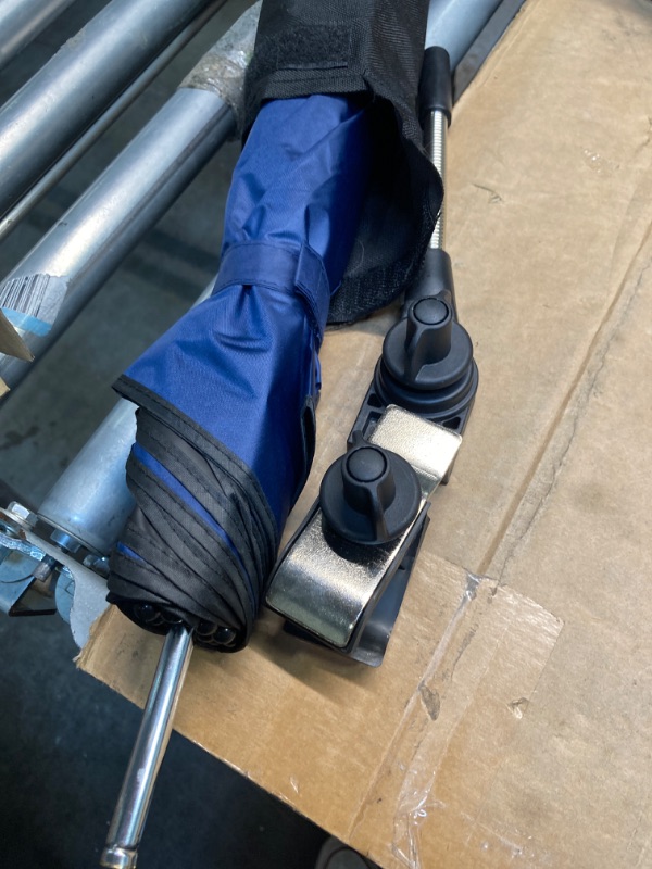 Photo 1 of ***AS IS / NO RETURNS -  FINAL SALE***
Chair Umbrella with Universal Clamp,46 inches UPF 50+ Clip on Parasol for Patio chair Beach Chairs Wheelchairs Golf Carts (Dark Blue)