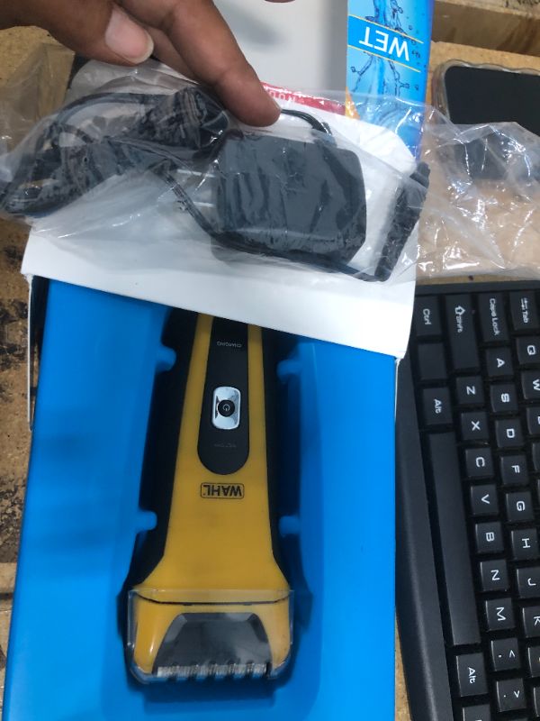 Photo 1 of ***AS IS / NO RETURNS -  FINAL SALE***
Wahl Waterproof Rechargeable Electric Shaver with Precision Trimmer for Men's Beard Shaving and Grooming, Long Run Time and Quick Charge - Model 7061-100 Yellow / Black