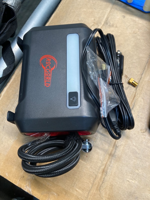 Photo 2 of ***AS IS / NO RETURNS -  FINAL SALE***
R8 Tire Inflator Portable Air Compressor, DC 12V Air Compressor Portable with Large Dual Digital Screen, 3X Faster Inflation Air Pump for Car, Bike, Ball, Motor Red