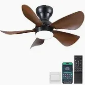 Photo 1 of ***AS IS / NO RETURNS -  FINAL SALE***parts only***
Ceiling Fans with Lights and Remote/APP Control, 30 inch Low Profile Ceiling Fans with 5 Reversible Blades 3 Colors Dimmable 6 Speeds Ceiling Fan for Bedroom Dining Room, Wood Color