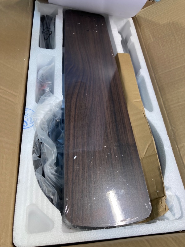 Photo 3 of ***AS IS / NO RETURNS -  FINAL SALE***parts only***
52” Smart Ceiling Fanswith Lights Remote Control,Quiet DC Motor,Outdoor Indoor Modern Farmhouse Ceiling Fan work with Alexa App,Dimmable LED Light,Black/Brown for Bedroom Living Room Patio Black& Walnut