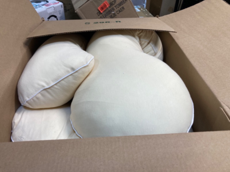 Photo 2 of ***AS IS / NO RETURNS -  FINAL SALE***
 Pregnancy Pillows, U-Shape Full Body Pillow -Removable Jersey Cotton Cover -Beige & Piping-Pregnancy Pillows for Sleeping - Body Pillows for Adults, Maternity Pillow and Pregnancy Must Haves Beige With Piping