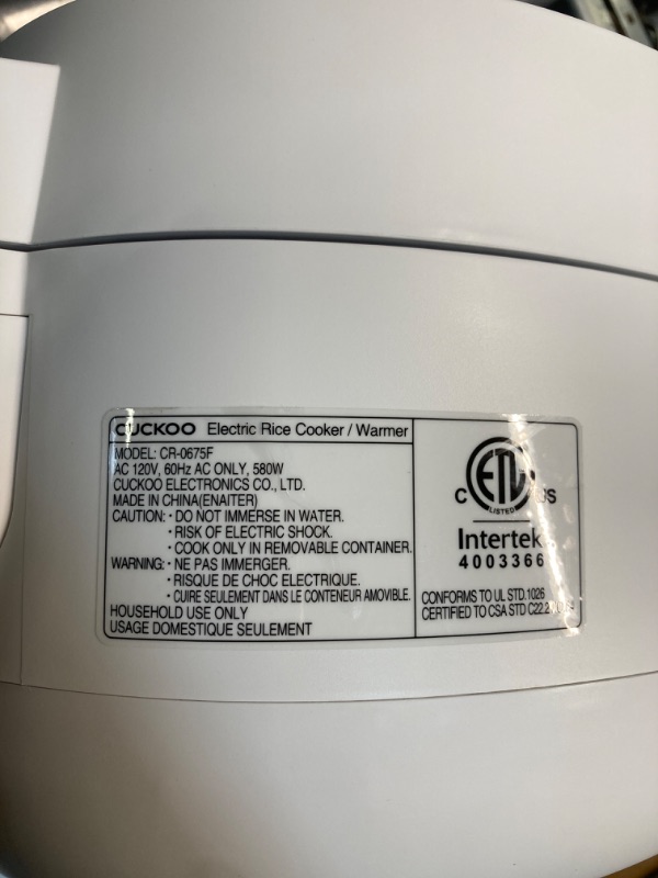 Photo 2 of ***AS IS / NO RETURNS -  FINAL SALE***parts only***
CUCKOO CRP-HV0667F | 6-Cup (Uncooked) Induction Heating Pressure Rice Cooker | 12 Menu Options, Auto-Clean, LED Display, Made in Korea | White/Silver