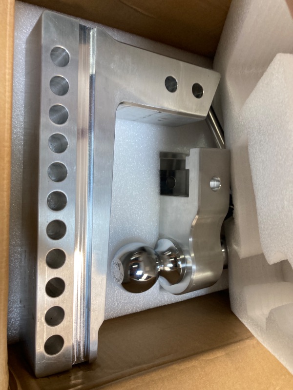 Photo 2 of ****NO RETURNS FINAL SALES**
Adjustable Trailer Hitch Ball Mount, Fits 2.5-Inch Receiver, 8-Inch Drop/Rise Aluminum Drop Hitch, 18500LBS, 2-Inch and 2-5/16-Inch Balls Equipped with 2 latches with Locks