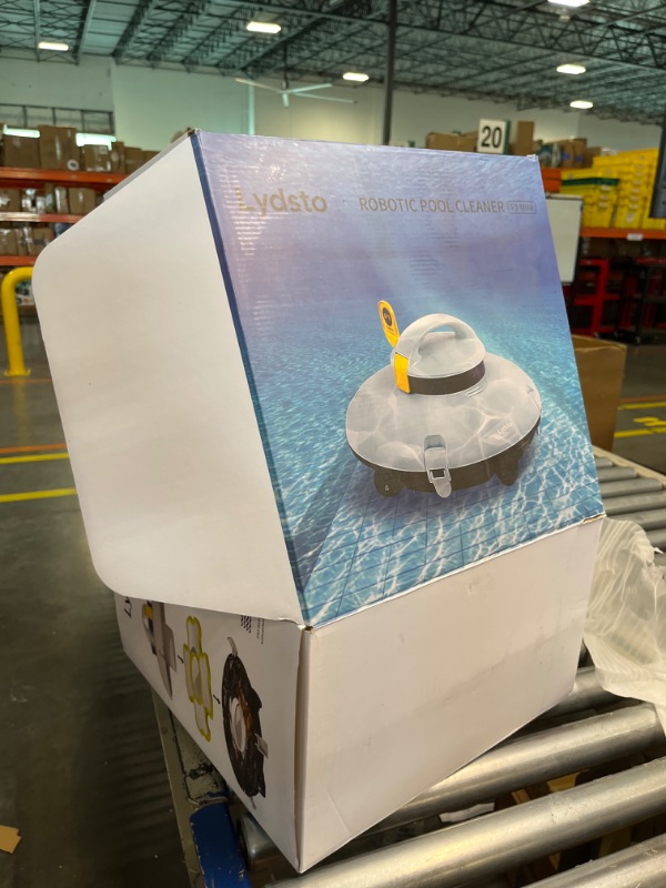 Photo 1 of ****USED** Cordless Robotic Pool Cleaner - Automatic Pool Vacuum for above Ground Pool -Water Sensor Tech- Dual-Drive Motors,Rechargeable Battery,Ideal for All Flat Bottom Pools Up to 35 Feet,Yellow