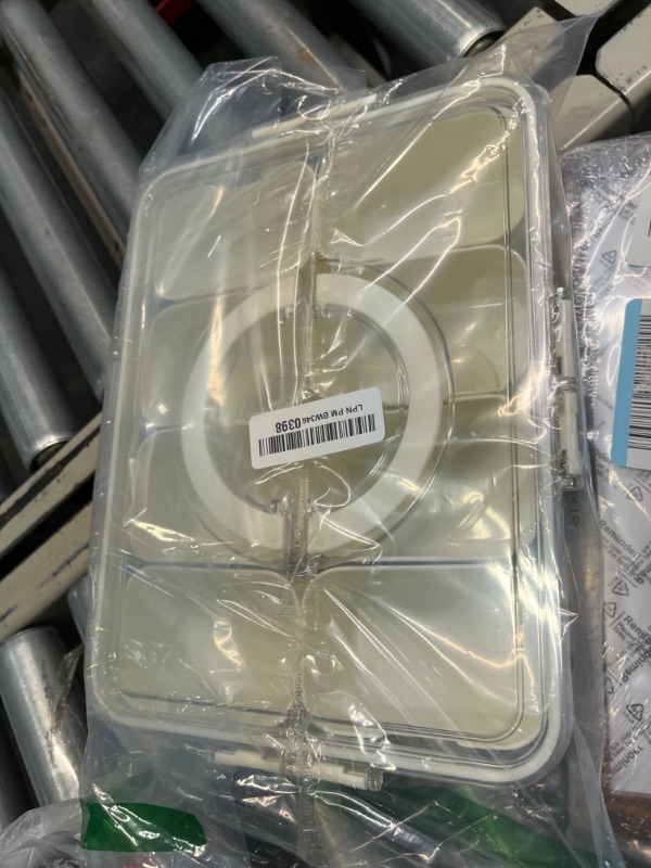 Photo 1 of Amzcku Divided Serving Tray with Lid and Handle - Snackle Box Charcuterie Container for Portable Snack Platters - Clear Organizer for Candy, Fruits, Nuts, Snacks - Perfect for Party, Entertaining 1 pack 8 Compartments