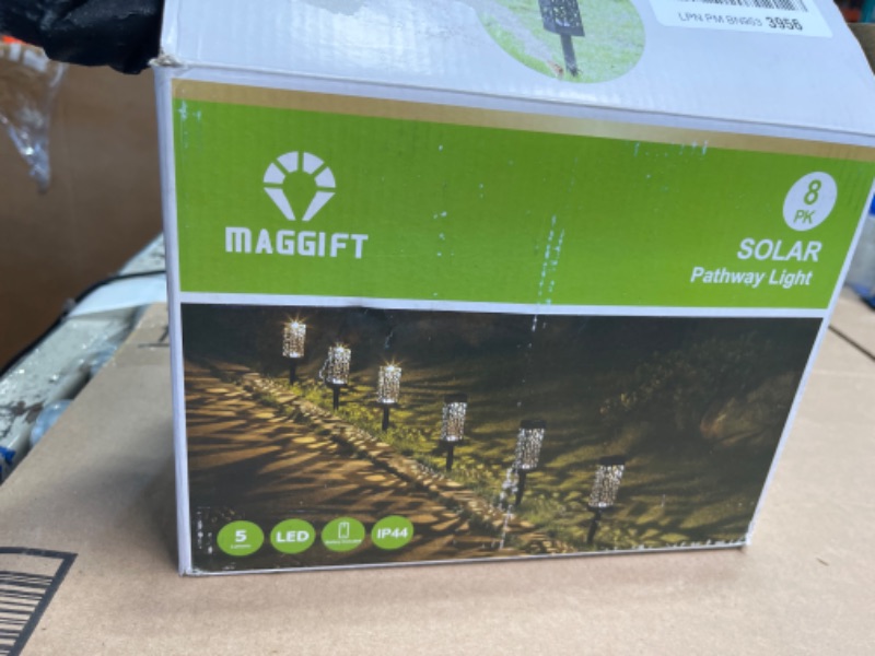 Photo 2 of ****USED** MAGGIFT 8 Pcs Solar Powered LED Garden Lights, Solar Path Lights Outdoor, Automatic Led Halloween Christmas Decorative Landscape Lighting for Patio, Yard and Garden 8 pack