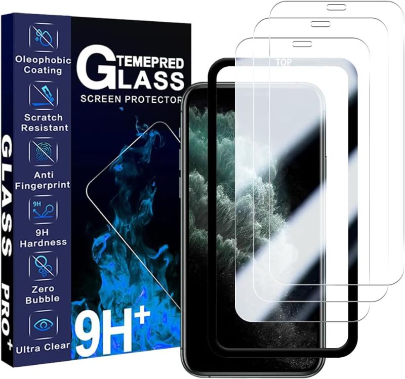 Photo 1 of [3 Pack] for iPhone 11 pro / X / XS [5.8 Inch] Screen Protector Tempered Glass Accessories, 3 Screen Protectors, 1 Easy Mounting Frame, 9H Hardness, High Clarity, Anti-Fingerprint,