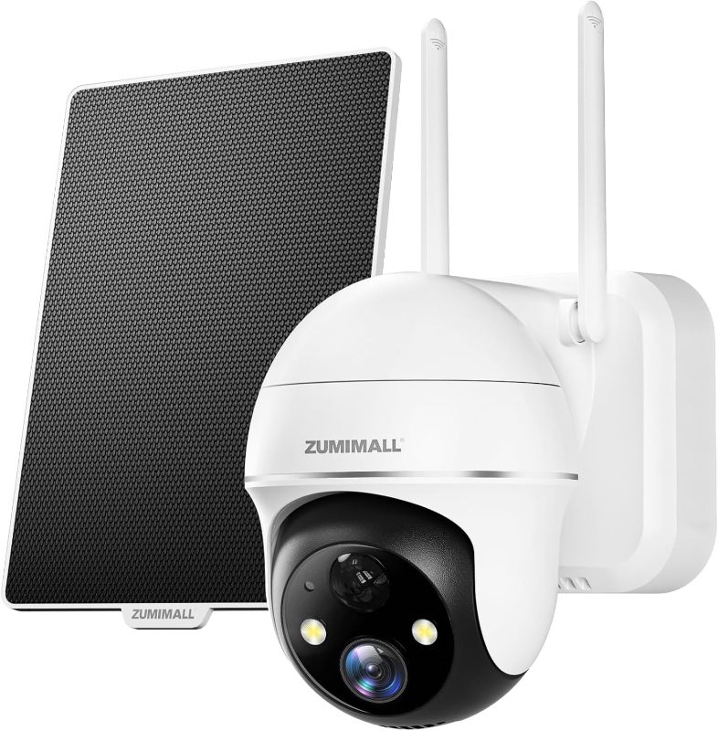 Photo 1 of  ZUMIMALL Security Cameras Wireless Outdoor, 360° PTZ Outdoor Camera,2K Solar Security Cameras for Home, Spotlight & Siren/2.4G WiFi/3MP Color Night vision/2-Way Talk/PIR Detection/SD/Cloud