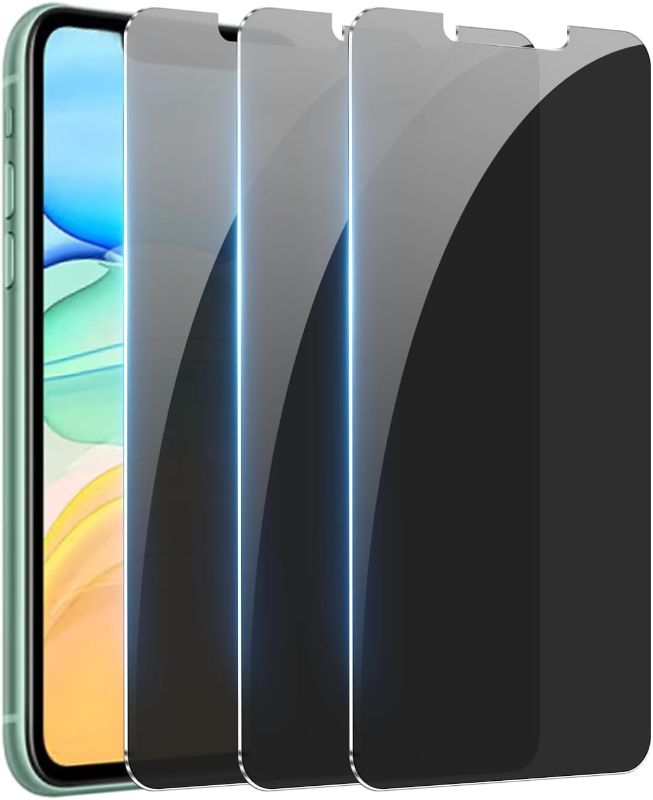 Photo 1 of  [3 Pack] Privacy Screen Protector for iPhone 11/iPhone XR Anti-Spy Tempered Glass Film Upgrade 9H Hardness Case Friendly Easy Installation Bubble Free 3D Touch Support [6.1 inch]