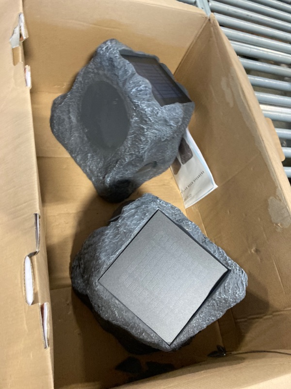 Photo 3 of *****USED***SPEAKER ARE DAMAGED***CRACKED AT THE BOTTOM** Victrola - Portable Bluetooth Solar Charging Outdoor Speakers (2-Pack) - Gray
