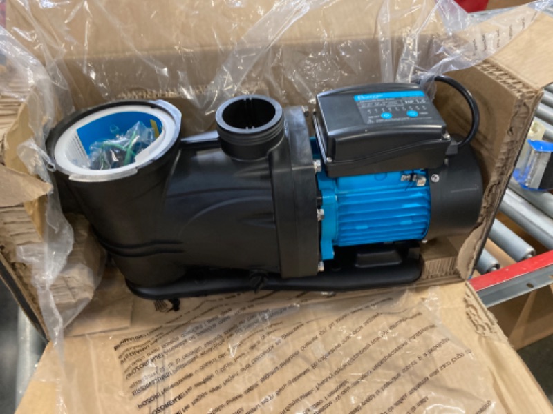 Photo 3 of 2 HP Pool Pump with timer, 8120GPH, 115V, 2 Adapters, Powerful In/Above Ground Self Primming Swimming Pool Pumps with Filter Basket