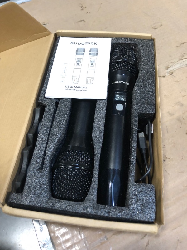 Photo 3 of ****USED***FOR PARTS ONLY**SOLD AS IS ALL SALES ARE FINAL**NO RETURNS*** SUDOTACK Wireless Microphone, [Clear Sound][Plug & Play] Metal UHF Dual Cordless Handheld Dynamic Mic with Rechargeable Receiver,1/4'' Output, for Karaoke Singing, DJ, Party, Church,