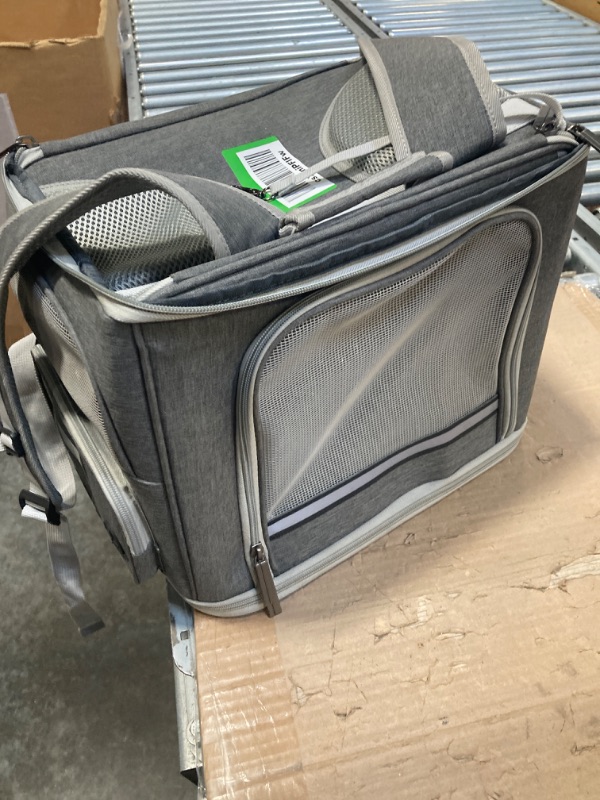 Photo 3 of ****USED** BNOSDM Double-Compartment Cat Carrier with Wheels for 2 Pets-Rolling Pet Carriers for Cat Backpacks for Carrying Cats Dog Travel Back Pack for Hiking/Traveling/Camping Grey