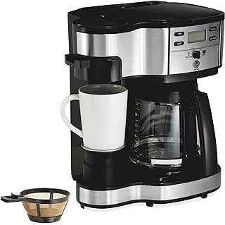 Photo 1 of 
Hamilton Beach 2-Way 12 Cup Programmable Drip Coffee Maker &amp; Single Serve Machine, Glass Carafe, Auto Pause and Pour, Black (49980R)
Roll over image to zoom in







7 VIDEOS
Hamilton Beach 2-Way 12 Cup Programmable Drip Coffee Maker & Single Serve 