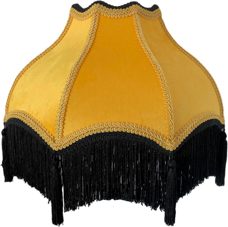 Photo 1 of 
Tristan Home Premium Classic Victorian Style Bell Shape Scallop Large Velvet Lamp Shade with Tassels and Fringe (Yellow)