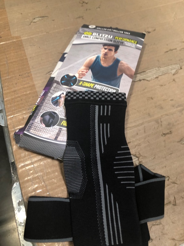 Photo 1 of BLITZU Ankle Brace With Adjustable Compression Support Strap for Achilles Tendonitis, Joint Pain Relief. Ankle Wrap for Women & Men. Sprained Ankle & Protectors Sleeve Heel Pain, Foot Arch Black S Black Small