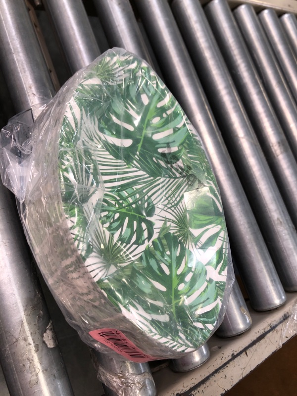 Photo 2 of 100 Pcs Tropical Plates 9.6''x6.1'' Disposable Paper Plates Palm Leaf Dinner Plates Hawaiian Luau Dessert Plates for Jungle Safari Birthday Summer Picnic Party Supplies Decorations