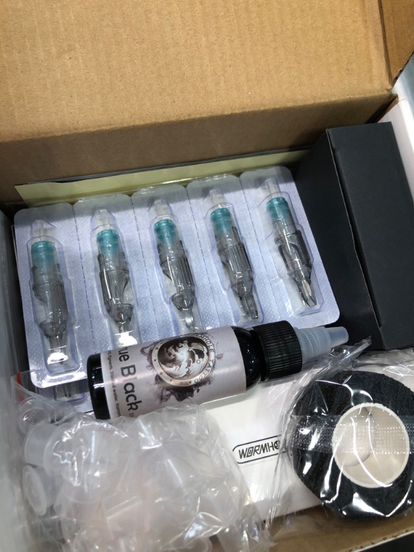 Photo 1 of Tattoo Kit, Wormhole Tattoo Machine Kit Tattoo Gun Kit Cartridge Needles Tattoo Pen Kit for Beginners Rotary Tattoo Machine Pen Kit Complete Tattoo Kit Tattoo Supplies WTK104 Pink