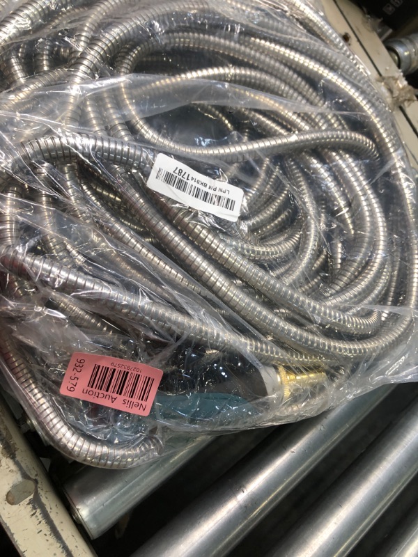 Photo 3 of ***USED** Garden Hose 100 ft Metal - Stainless Steel Water Hose Flexible Heavy Duty Garden Hose Collapsible and No Kink Water Pipe 100 FT One Nozzle