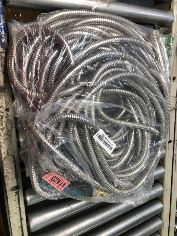 Photo 2 of ***USED** Garden Hose 100 ft Metal - Stainless Steel Water Hose Flexible Heavy Duty Garden Hose Collapsible and No Kink Water Pipe 100 FT One Nozzle