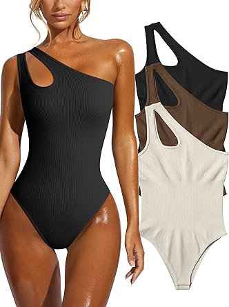 Photo 1 of "SIMILAR ITEM "
OQQ Women's 3 Piece Bodysuits Sexy Ribbed Sleeveless One Shoulder Tank Tops Exercise Bodysuits
 COLOR: Black PINK BROWN (Small)