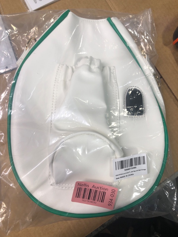 Photo 2 of ****USED** Premium Pickleball Bag, Stylish Pickleball Bags for Women, Holds all of Your Pickleball Accessories, Perfect Pickleball Gifts for Women, Perfect for the Modern Pickle Ball Player, White and Green